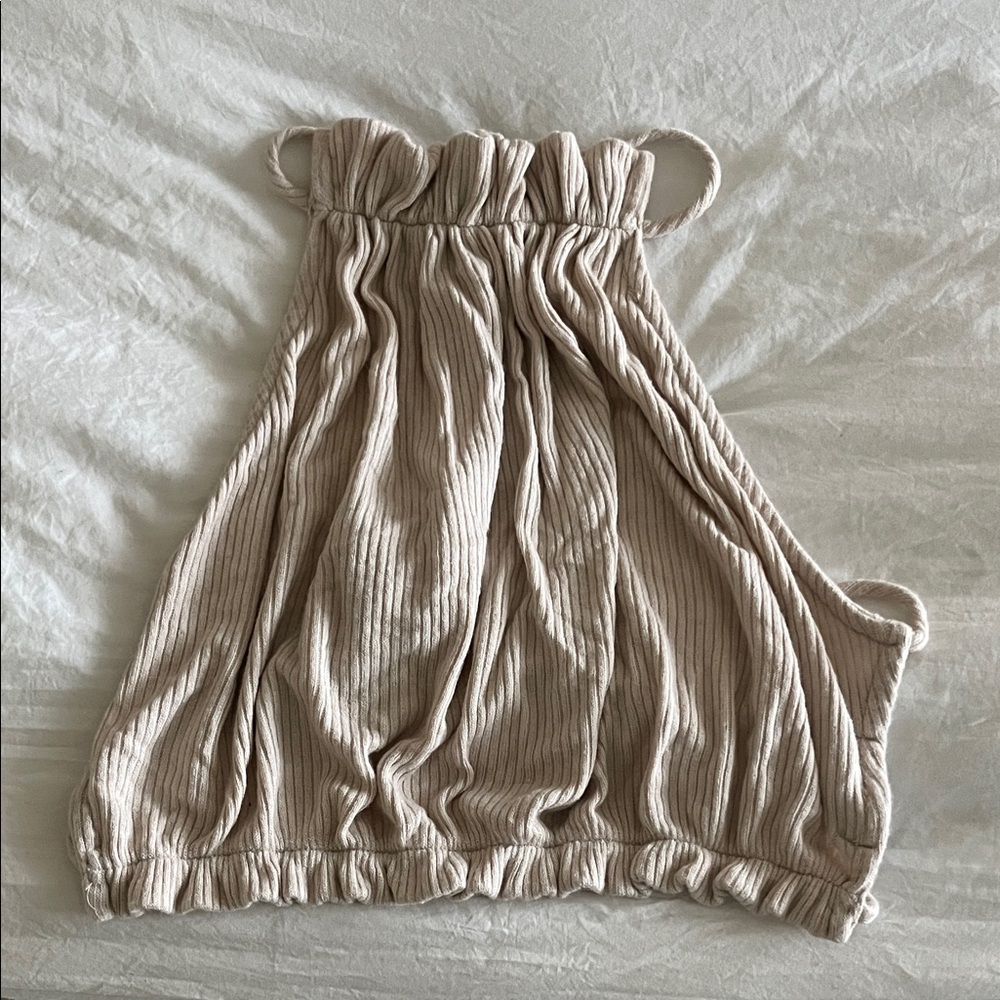 Boutique Beige Ribbed Backless Top women’s M